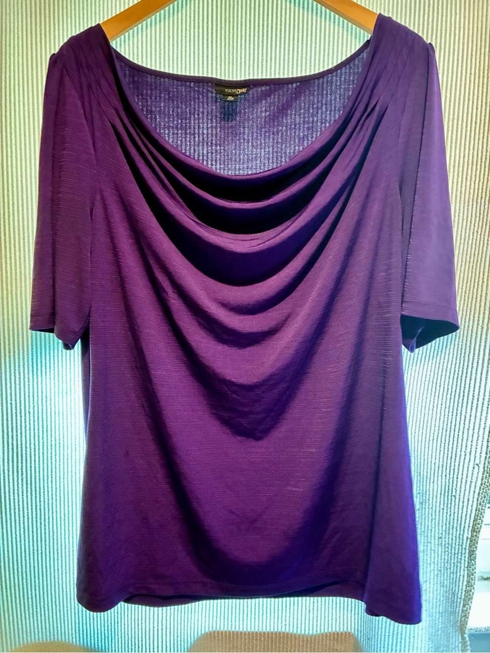Purple Scoop Neck Short Sleeve Top